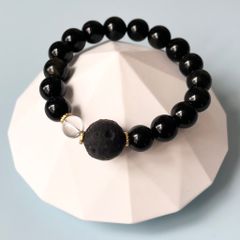  Vòng Đá Phong Thuỷ Cao Cấp - Quả Cầu Vũ Trụ Đá Obsidian & Đá Thạch Anh Trắng Tự Nhiên 