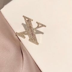  Cúc Cài Áo Nam, Nữ - Chữ X Màu Vàng Pha Lê Trắng 