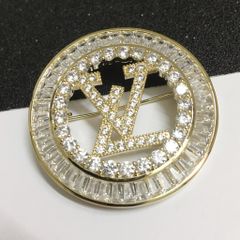  Cài Áo Nam, Nữ - LV Màu Vàng Pha Lê Trắng (AB) 