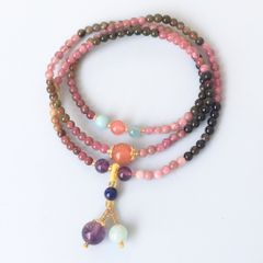  Vòng Đá Phong Thuỷ Cao Cấp - 3 Vòng Đá Tourmaline Đa Sắc Màu, Đá Aquamarine, Đá Thạch Anh Tím & Đá Mã Não Đỏ Tự Nhiên 