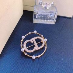  Cài Áo Nam, Nữ - Dior Màu Vàng Ngọc Trai & Pha Lê Trắng (BT) 