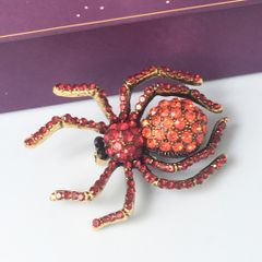  Cài Áo Nam - Con Nhện Màu Vàng Pha Lê Đỏ (AL) 