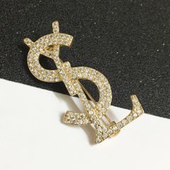  Cài Áo Nam, Nữ - YSL Màu Vàng Pha Lê Trắng (AB) 