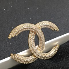  Cài Áo Nam, Nữ - Chanel Màu Vàng Hồng Pha Lê Trắng (AM) 
