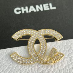  Cài Áo Chanel & Con Bướm Màu Vàng Pha Lê Trắng (CR) 