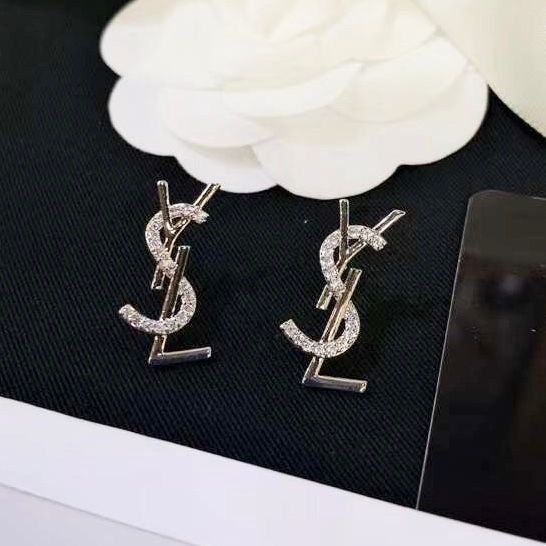  Bông Tai YSL Màu Trắng Pha Lê (AC) 