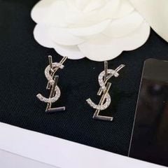  Bông Tai YSL Màu Trắng Pha Lê (AC) 