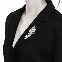  Cài Áo Nam, Nữ - Lông Vũ Vàng Ngọc Trai & Pha Lê Xanh Và Trắng 