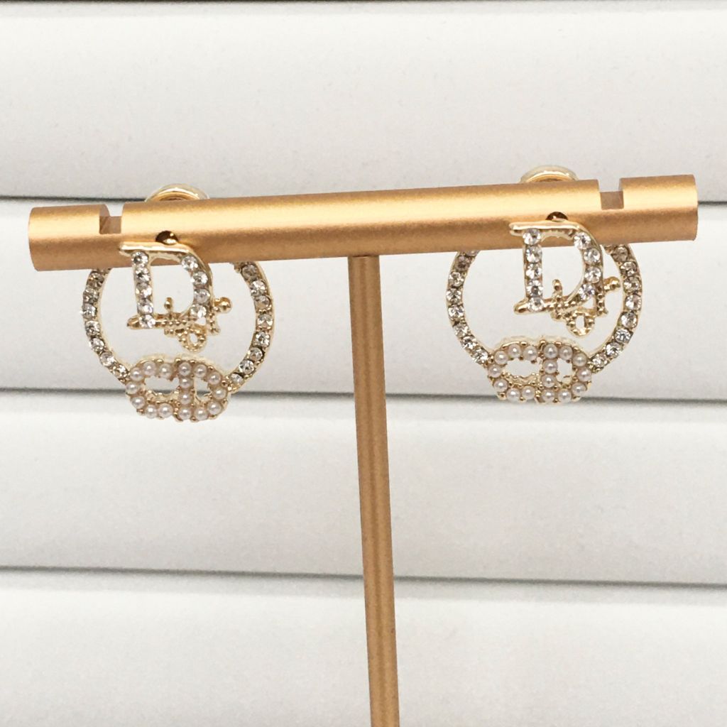  Bông Tai Dior Màu Vàng Ngọc Trai & Pha Lê Trắng (AY) - 3 Kiểu Đeo 