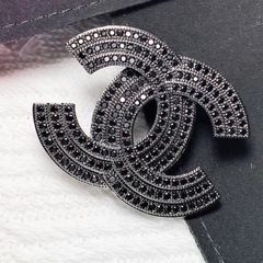  Cài Áo Nam, Nữ - Chanel Pha Lê Đen (CA) 