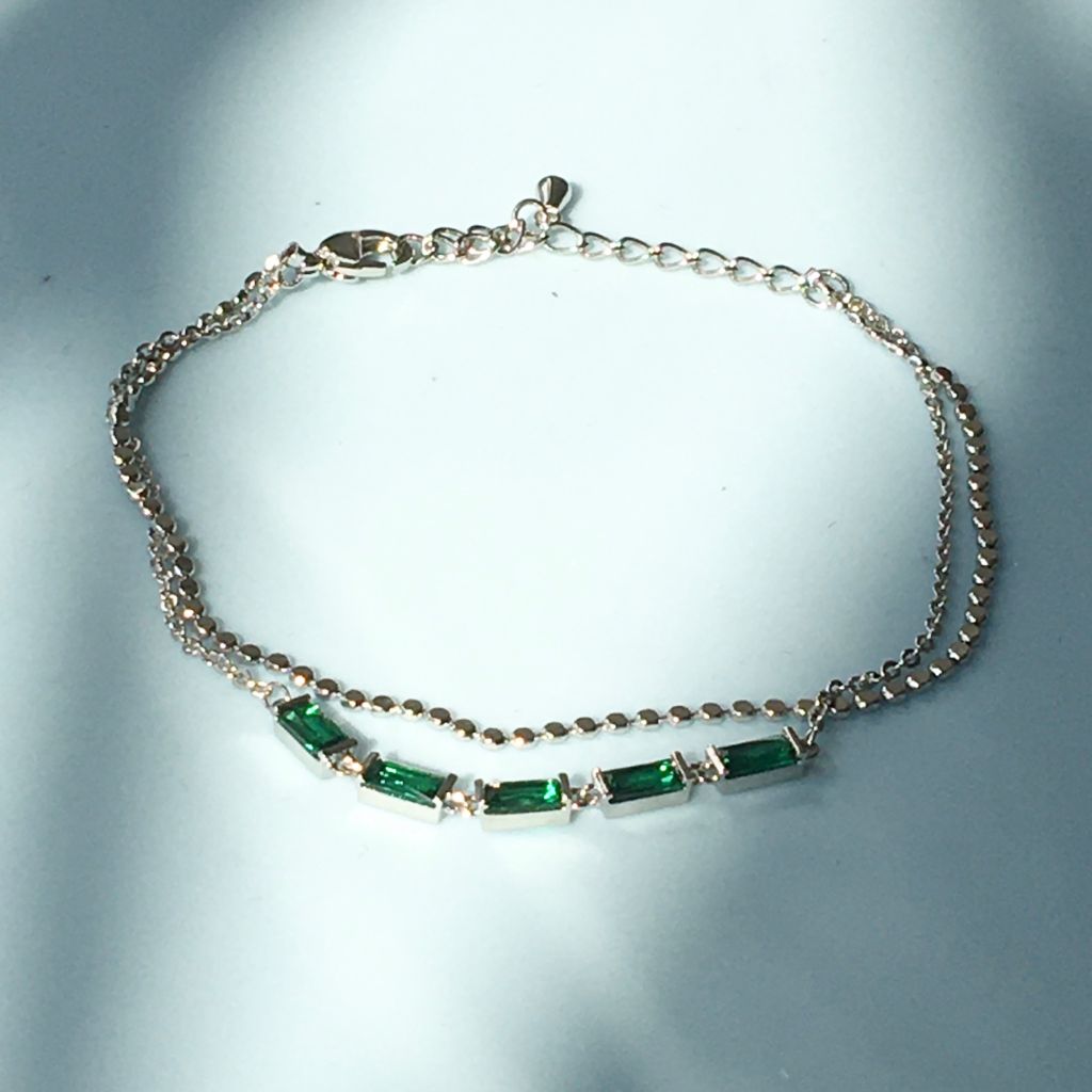  Vòng Tay 2 Vòng Pha Lê Xanh Lá Tinh Tế 