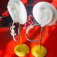  Bông Tai Khoen Tròn YSL Màu Trắng 5cm Pha Lê (BS) 