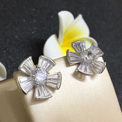  Bông Tai Cánh Hoa Bản To Pha Lê Trắng Sang Trọng (AJ) 