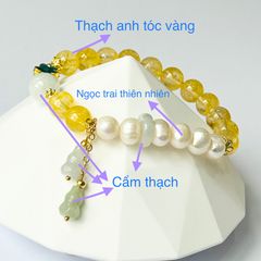  Vòng Tay Phong Thuỷ Cao Cấp - Hồ Lô Thạch Anh Tóc Vàng & Ngọc Trai Thiên Nhiên 