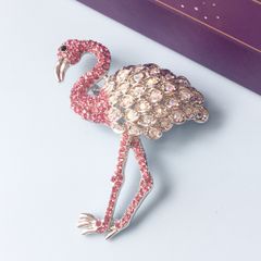  Cài Áo Con Hạc Pha Lê Hồng & Trắng Xà Cừ (AD) 