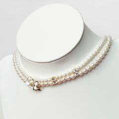  Dây Chuyền Ngắn - Choker Hoa Mai Chuỗi Ngọc Trai & Pha Lê (AN) 