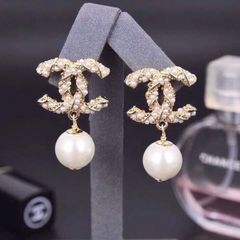  Bông Tai Chanel Màu Vàng Ngọc Trai (AT) 