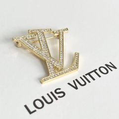  Cài Áo Nam, Nữ - LV Màu Vàng Pha Lê Trắng (AH) 