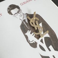  Cài Áo Nam, Nữ - YSL Màu Vàng Pha Lê Trắng (AK) 