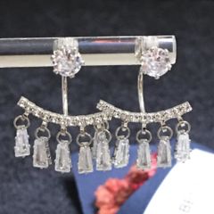  Bông Tai Viền Tai Mưa Rơi Pha Lê Trắng ( Có 2 Kiểu Đeo ) 