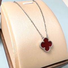  Dây Chuyền Titan Cao Cấp - Cỏ 4 Lá May Mắn Màu Trắng Đỏ (AQ) 