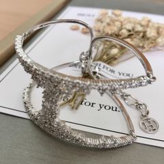  Vòng Tay Hermes Bản To Màu Trắng Pha Lê (AC) 