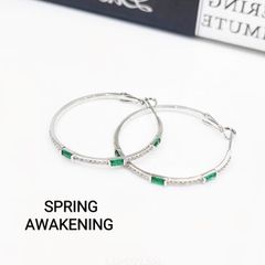  Bông Tai Khoen Tròn Màu Trắng Pha Lê Xanh & Trắng 