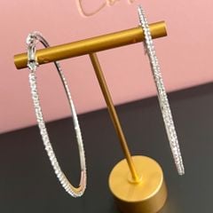  Bông Tai Khoen Tròn Bản To Màu Trắng 6,3cm Pha Lê (BP) 