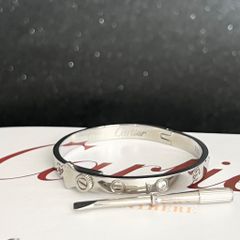  Vòng Tay TiTan Cao Cấp - Cây Đinh Cartier & Tua Vít Màu Trắng Pha Lê (AG) 