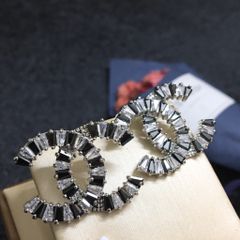  Bông Tai Chanel Bản To Màu Trắng Pha Lê Đen & Trắng (BT) 