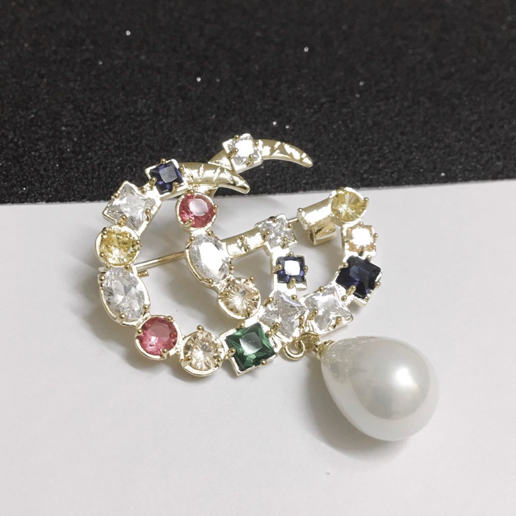  Cài Áo Nam, Nữ  - Gucci Pha Lê Màu & Ngọc Trai (AD) 