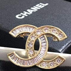  Cài Áo Nam, Nữ - Chanel Màu Vàng Pha Lê Trắng (BF) 
