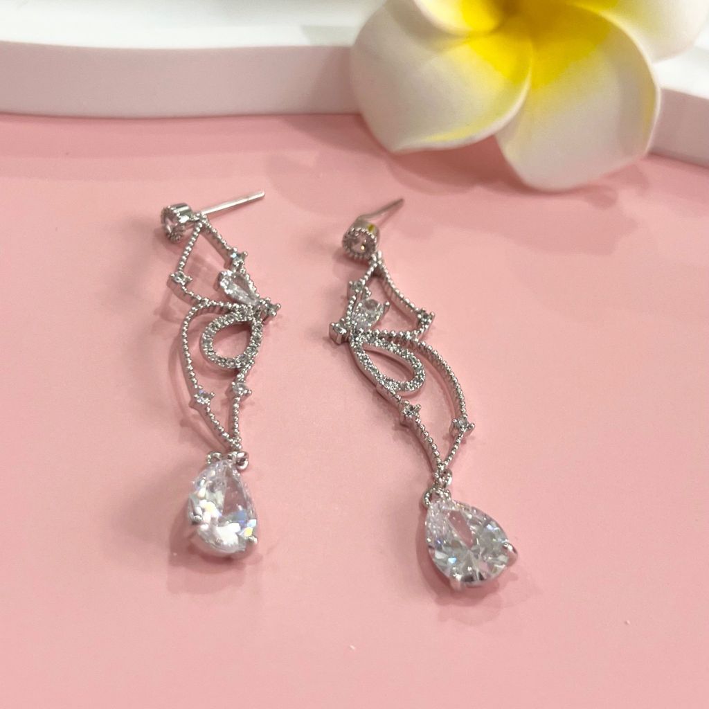  Bông Tai Con Bướm Xinh Pha Lê Trắng Tinh Tế (AL) 