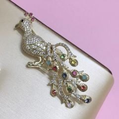  Cài Áo Con Phượng Hoàng Màu Vàng Pha Lê Màu (AA) 