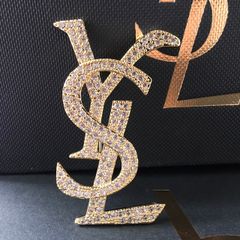  Cài Áo Nam, Nữ - YSL Màu Vàng Pha Lê Trắng (AI) 