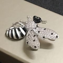  Cài Áo Nam, Nữ - Con Ong Gucci Pha Lê Đen & Trắng (AF) 