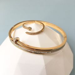  Bộ Trang Sức Cartier Titan Cao Cấp - Vòng Tay & Nhẫn Màu Vàng Pha Lê (AP) 