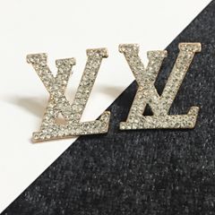  Bông Tai LV Màu Vàng Bản To Pha Lê Trắng (AC) 