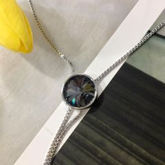  Dây Chuyền Dài Cao Cấp - Vòng Tròn Pha Lê Xanh Rêu Đen Tinh Tế (AA) 