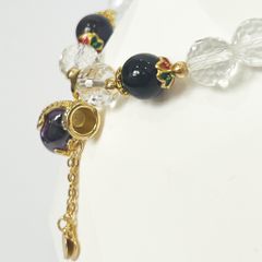  Vòng Tay Phong Thuỷ Cao Cấp - Túi Tiền May Mắn Đá Thạch Anh Tím & Trắng 