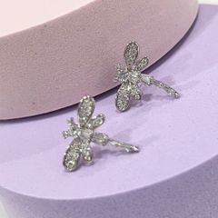  Bông Tai Chuồn Chuồn Pha Lê Trắng 