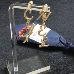  Bông Tai Chanel Bản To Màu Vàng Pha Lê Trắng (BN) 