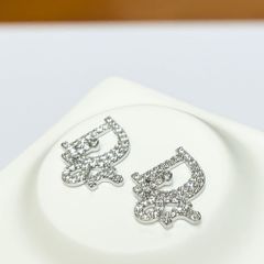  Bông Tai Dior Màu Trắng 1,5cm Pha Lê (AT) 