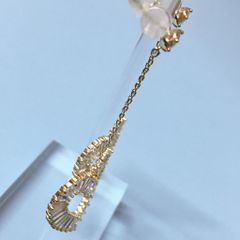  Bông Tai Tua Rua  Trái Tim Vàng Pha Lê Trắng (AM) 