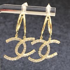  Bông Tai Chanel Màu Vàng Pha Lê Trắng (CH) 