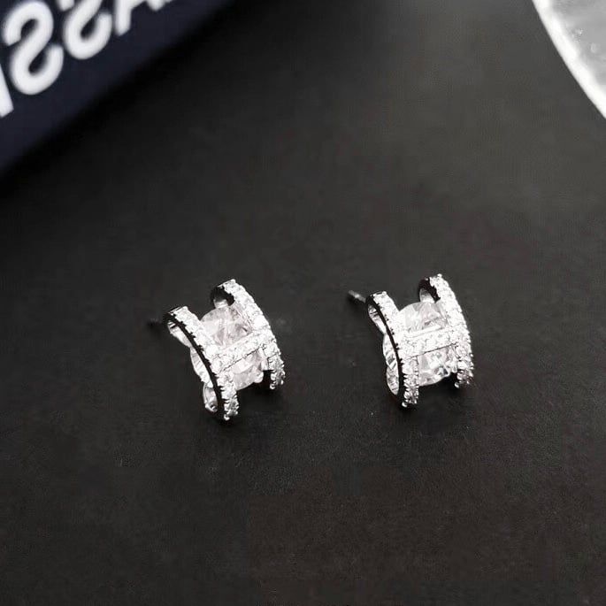  Bông Tai Hermes Màu Trắng Pha Lê (AE) 