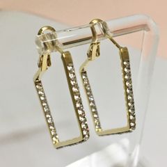  Bông Tai Hình Thoi Khoen To Màu Vàng Pha Lê Trắng Cá Tính (AE) 