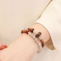  Vòng Đá Phong Thuỷ Cao Cấp - 2 Vòng Hồ Lô Gỗ Đàn Hương & Đá Ngọc Bích Xanh Lá Tự Nhiên 