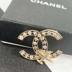  Cài Áo Nam, Nữ - Chanel Máy Bay Màu Vàng Pha Lê Trắng (CP) 