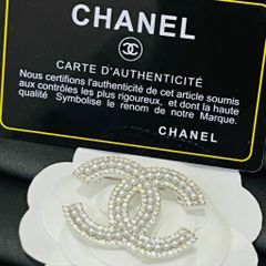  Cài Áo Nam, Nữ - Chanel Màu Trắng Ngọc Trai & Pha Lê (CZ) 